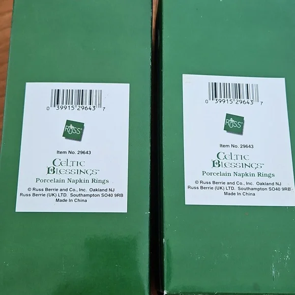 Set Of 8 Celtic Knot Porcelain Napkin Rings Irish Dining Kitchen - Picture 5 of 6